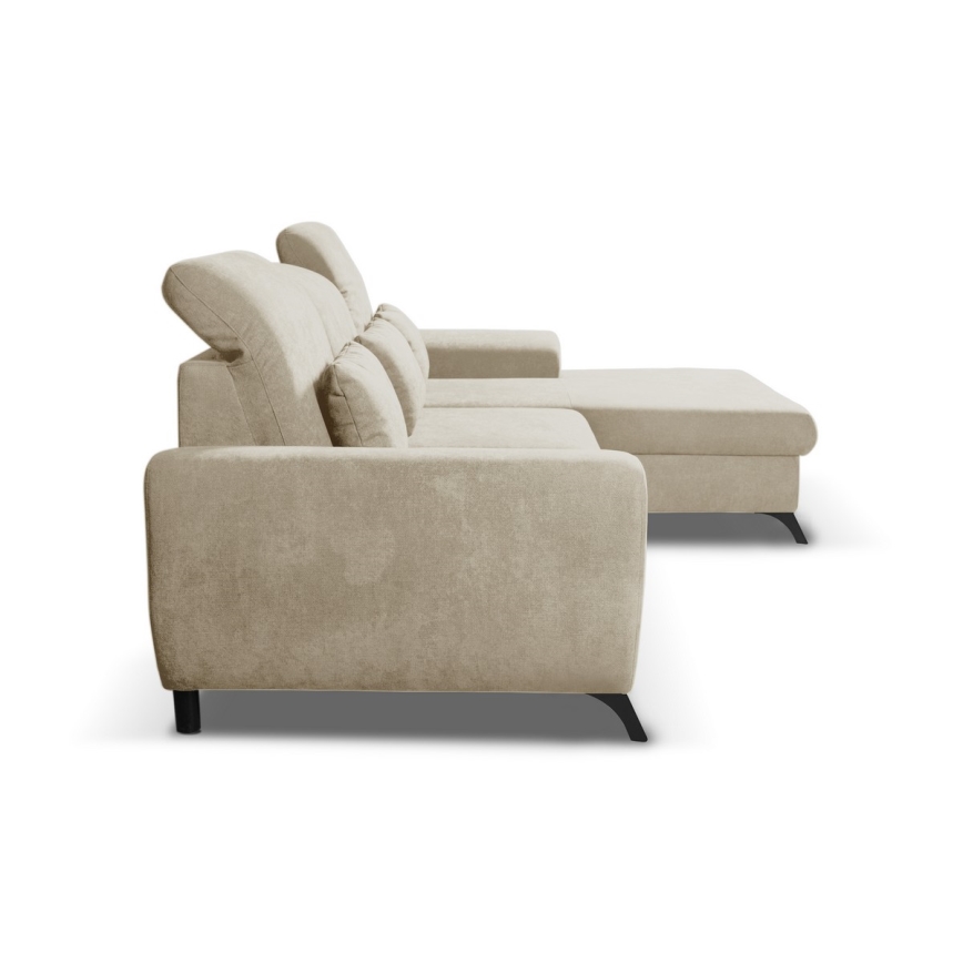 Canapé d'angle convertible rembourré en L ALTA avec coffre de rangement, angle droit, beige