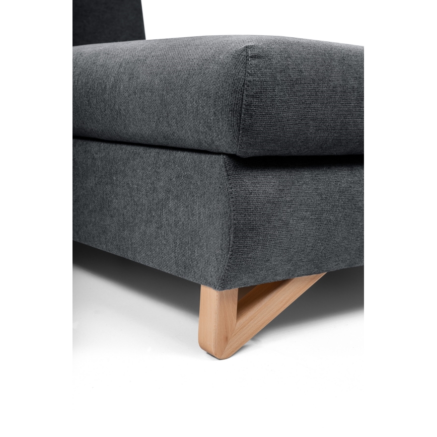 Canapé d'angle convertible rembourré en L AVESTA avec coffre de rangement, angle droit, anthracite