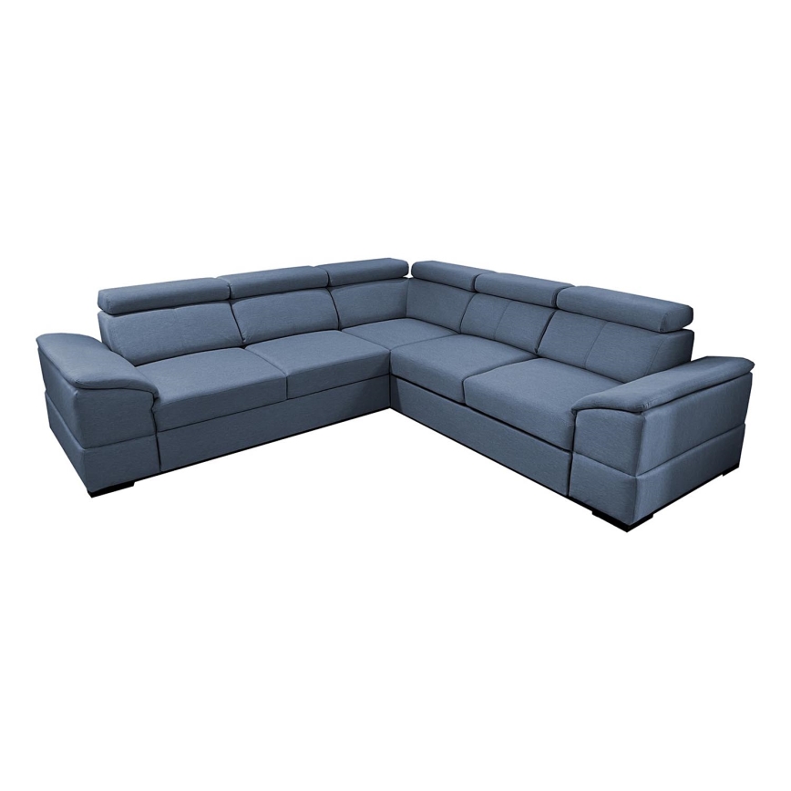 Canapé d'angle convertible universel avec rangement GRANADA bleu