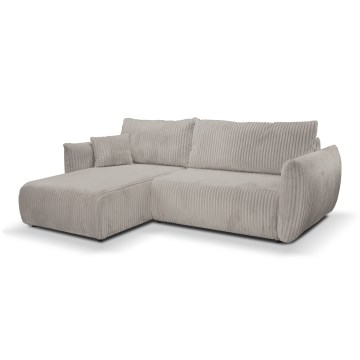 Canapé d'angle convertible universel en L FRIDA, avec coffre de rangement intégré — gris