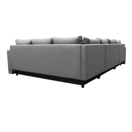 Canapé d'angle convertible universel en U avec coffre de rangement SEYA, gris