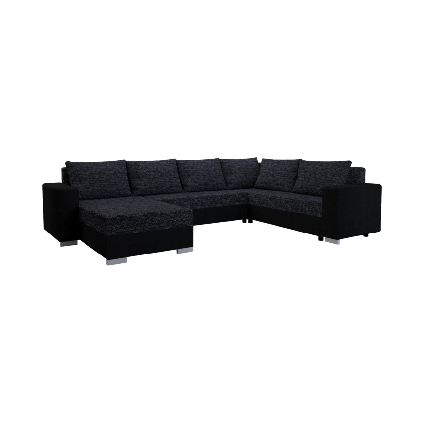 Canapé d'angle convertible universel en U YORK, noir/anthracite