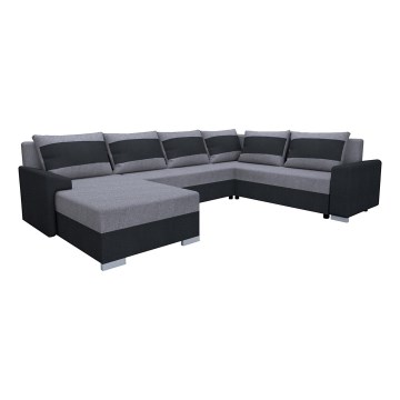 Canapé d'angle convertible universel rembourré OXFORD noir/gris