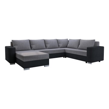 Canapé d'angle convertible universel rembourré YORK gris/noir