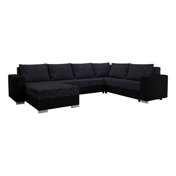 Canapé d'angle convertible universel rembourré YORK noir/anthracite