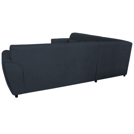 Canapé d'angle convertible VISEU en L avec coffre de rangement, version droite — anthracite/noir