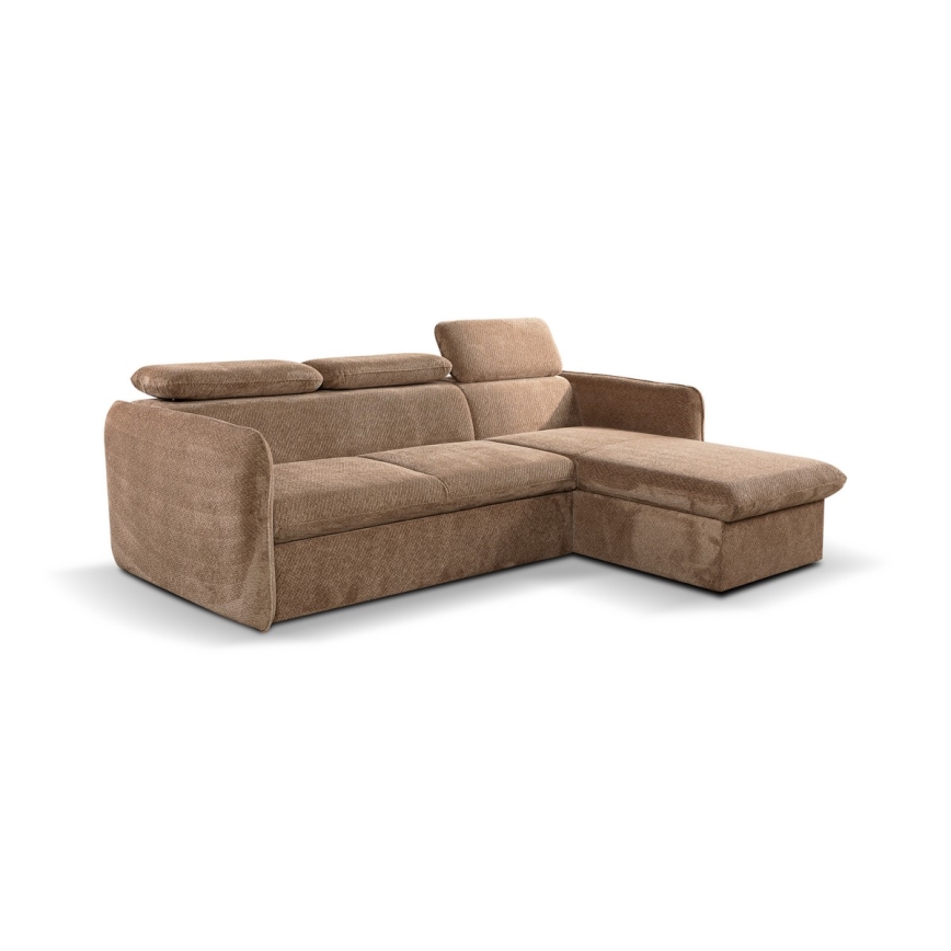 Canapé d'angle convertible en L avec rangement BEJA beige droit