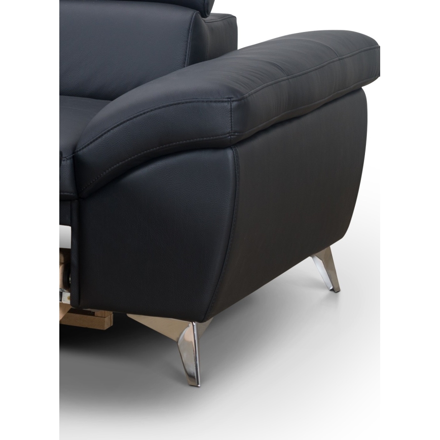 Canapé d'angle en cuir convertible en L SALERNO II gauche noir