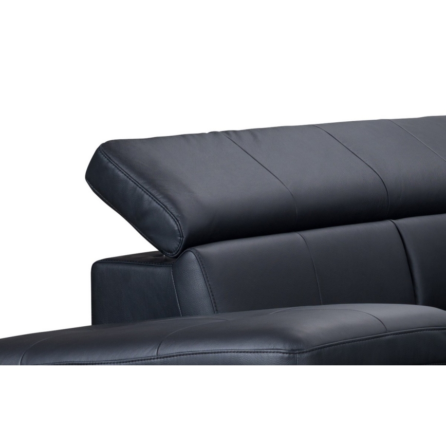 Canapé d'angle en cuir convertible en L SALERNO II gauche noir