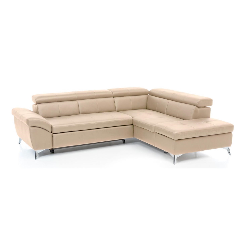 Canapé d'angle en cuir pliable en forme de L SALERNO II droit beige