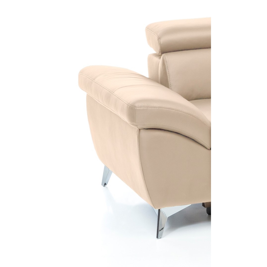 Canapé d'angle en cuir pliable en forme de L SALERNO II droit beige