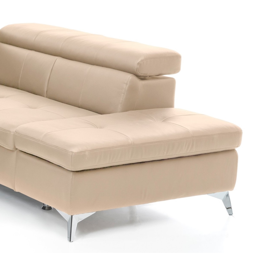 Canapé d'angle en cuir pliable en forme de L SALERNO II droit beige