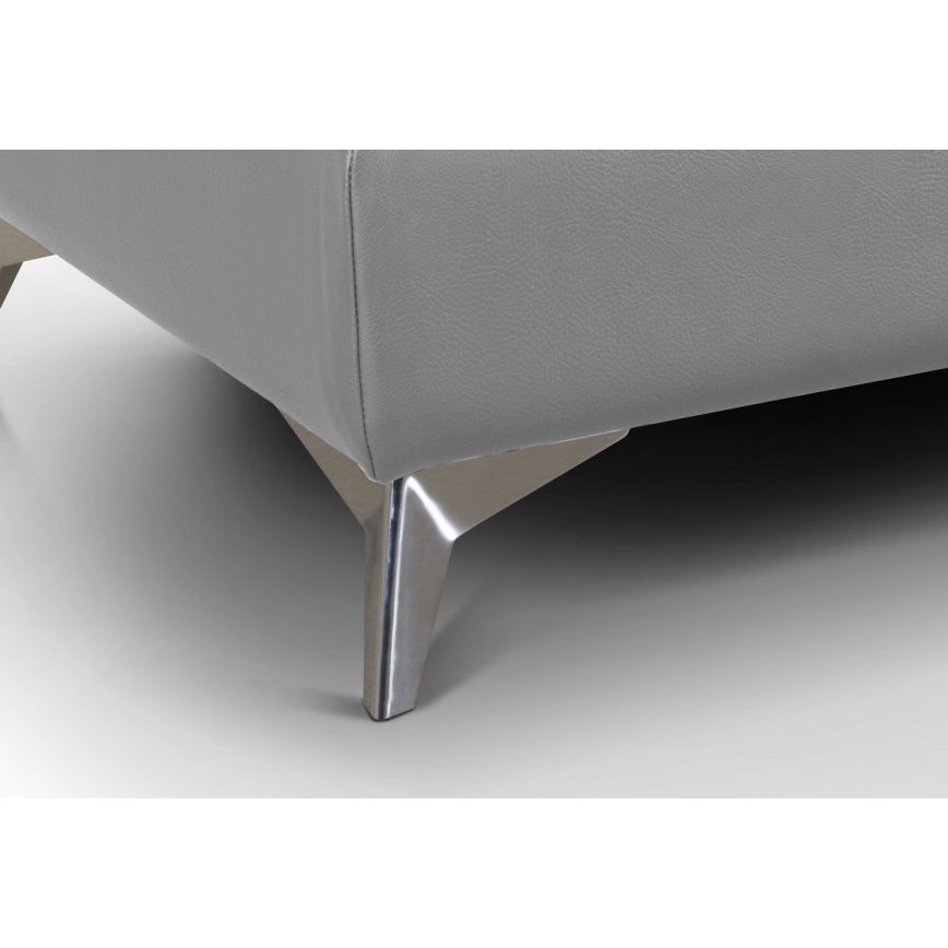 Canapé d'angle en cuir pliable en forme de L SALERNO II droit gris
