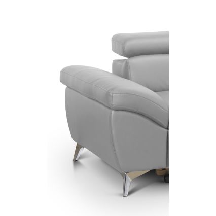 Canapé d'angle en cuir pliable en forme de L SALERNO II droit gris