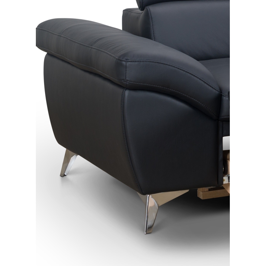 Canapé d'angle en cuir pliable en forme de L SALERNO II droit noir