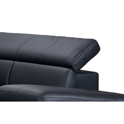 Canapé d'angle en cuir pliable en forme de L SALERNO II droit noir