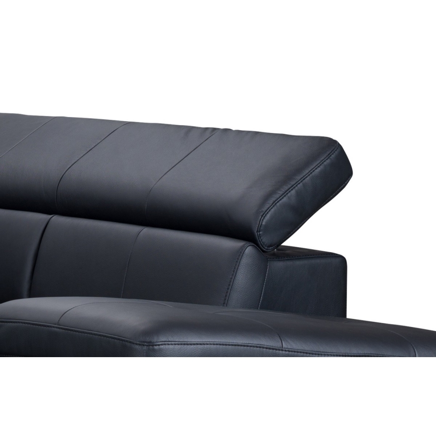 Canapé d'angle en cuir pliable en forme de L SALERNO II droit noir
