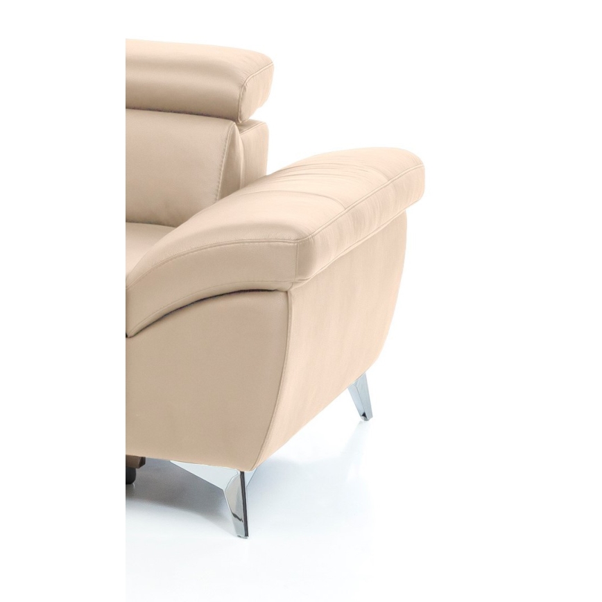Canapé d'angle en cuir pliable en forme de L SALERNO II gauche beige