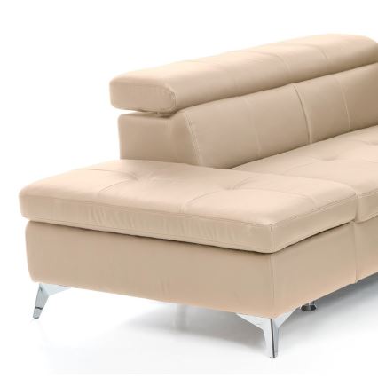 Canapé d'angle en cuir pliable en forme de L SALERNO II gauche beige