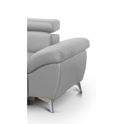 Canapé d'angle en cuir pliable en forme de L SALERNO II gauche gris