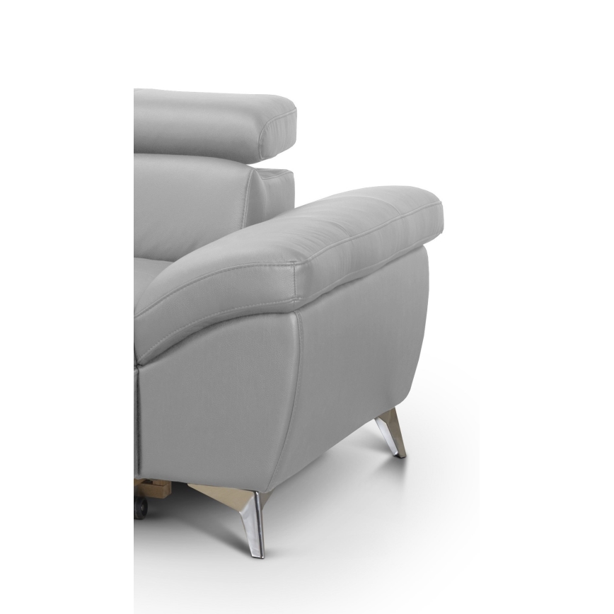 Canapé d'angle en cuir pliable en forme de L SALERNO II gauche gris
