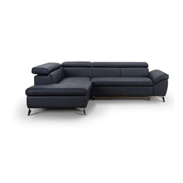 Canapé d'angle en cuir pliable en forme de L SALERNO II gauche noir
