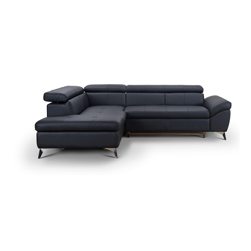 Canapé d'angle en cuir pliable en forme de L SALERNO II gauche noir