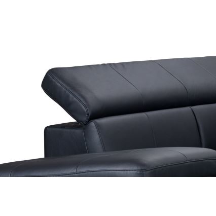 Canapé d'angle en cuir pliable en forme de L SALERNO II gauche noir