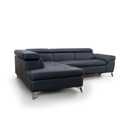 Canapé d'angle en cuir pliable en forme de L SALERNO II gauche noir