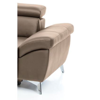 Canapé d'angle en cuir pliable en forme de L SALERNO II marron gauche
