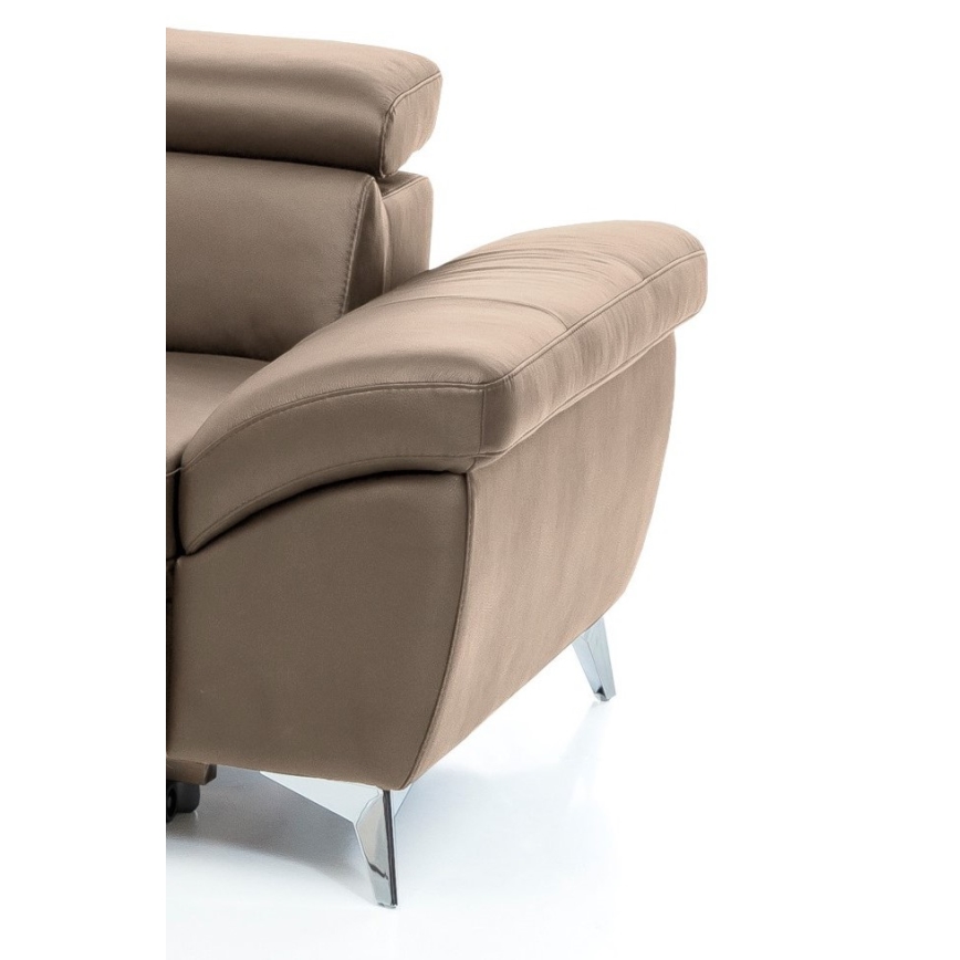 Canapé d'angle en cuir pliable en forme de L SALERNO II marron gauche