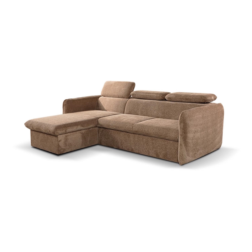 Canapé d'angle en L pliable avec un espace de stockage BEJA beige gauche