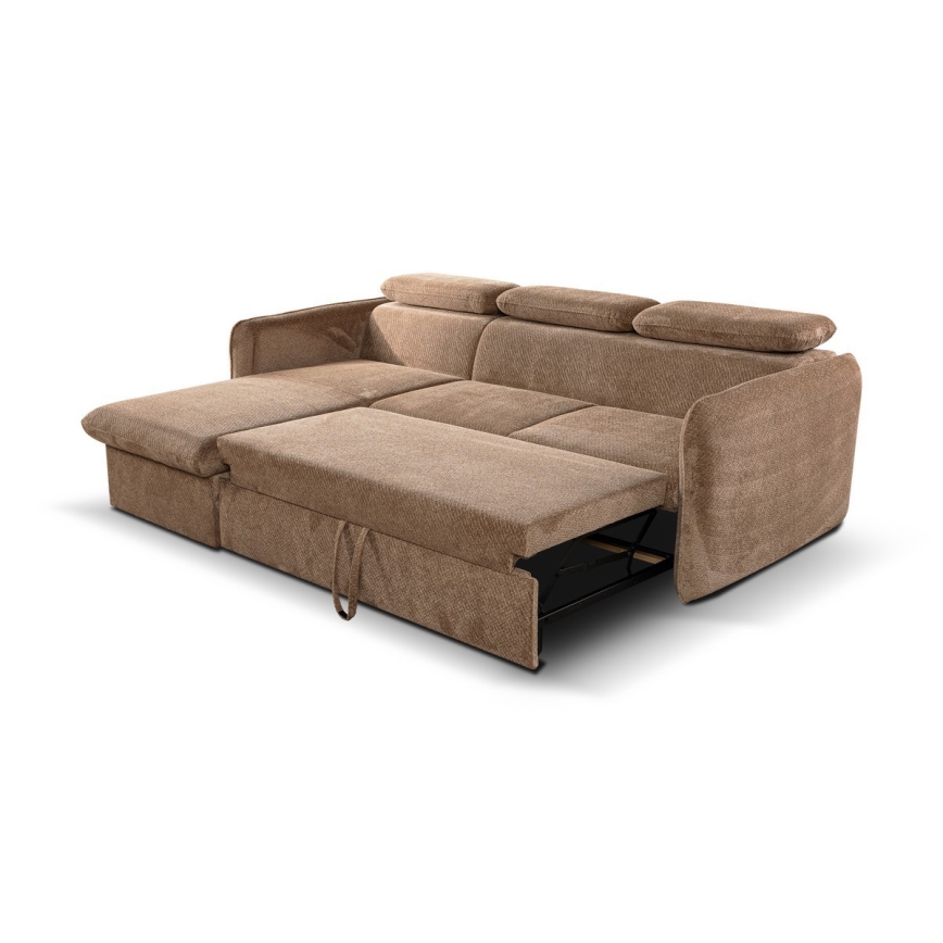 Canapé d'angle en L pliable avec un espace de stockage BEJA beige gauche