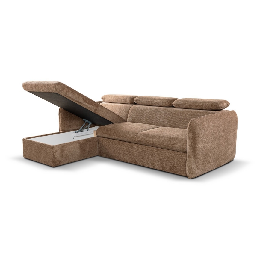 Canapé d'angle en L pliable avec un espace de stockage BEJA beige gauche