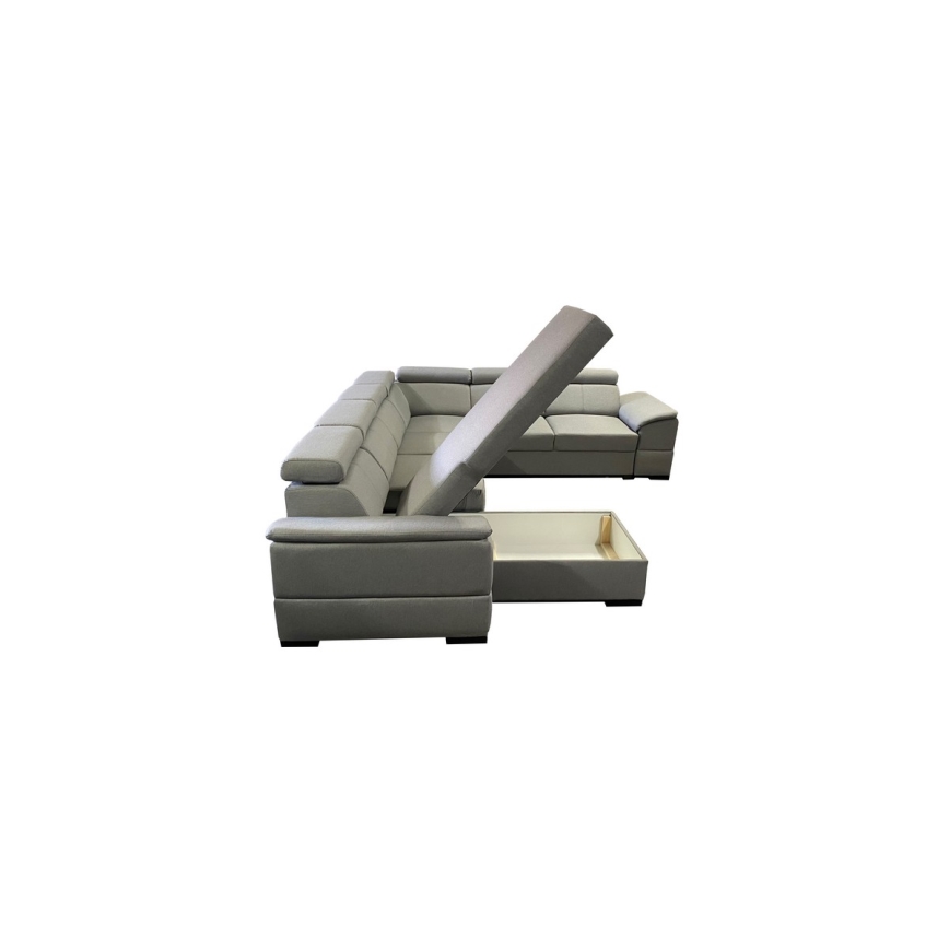 Canapé d'angle convertible en U avec rangement GRANADA gris clair