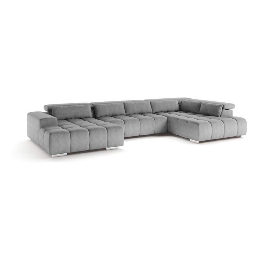 Canapé d'angle en U TROPEA avec appuie-têtes, version droite, gris