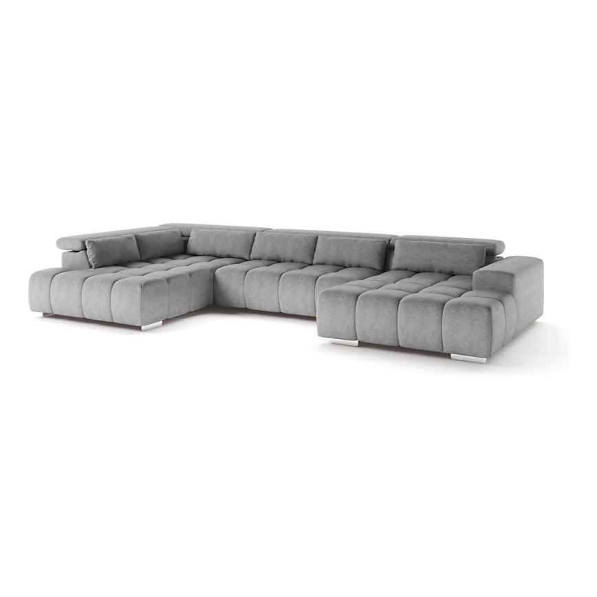 Canapé d'angle en U TROPEA avec appuie-têtes, version gauche, gris