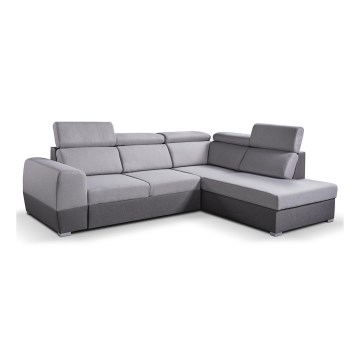 Canapé d'angle pliable avec un espace de stockage MATRIX gris droit
