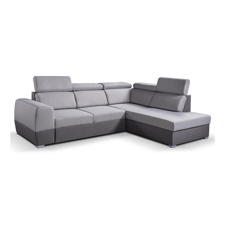Canapé d'angle pliable avec un espace de stockage MATRIX gris droit