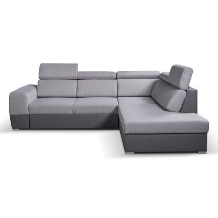 Canapé d'angle pliable avec un espace de stockage MATRIX gris droit
