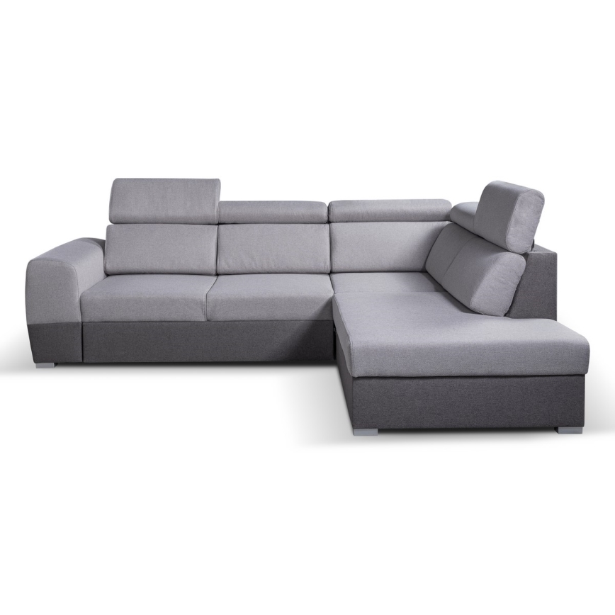 Canapé d'angle pliable avec un espace de stockage MATRIX gris droit