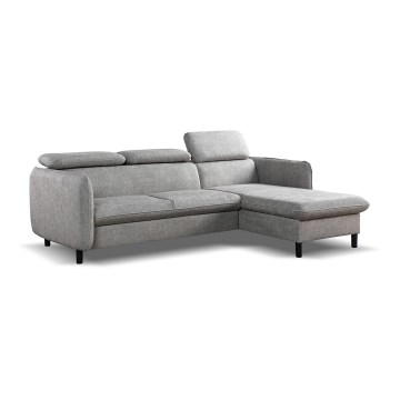 Canapé d'angle pliable avec un espace de stockage NISA gris droit