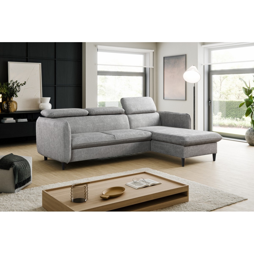 Canapé d'angle pliable avec un espace de stockage NISA gris droit