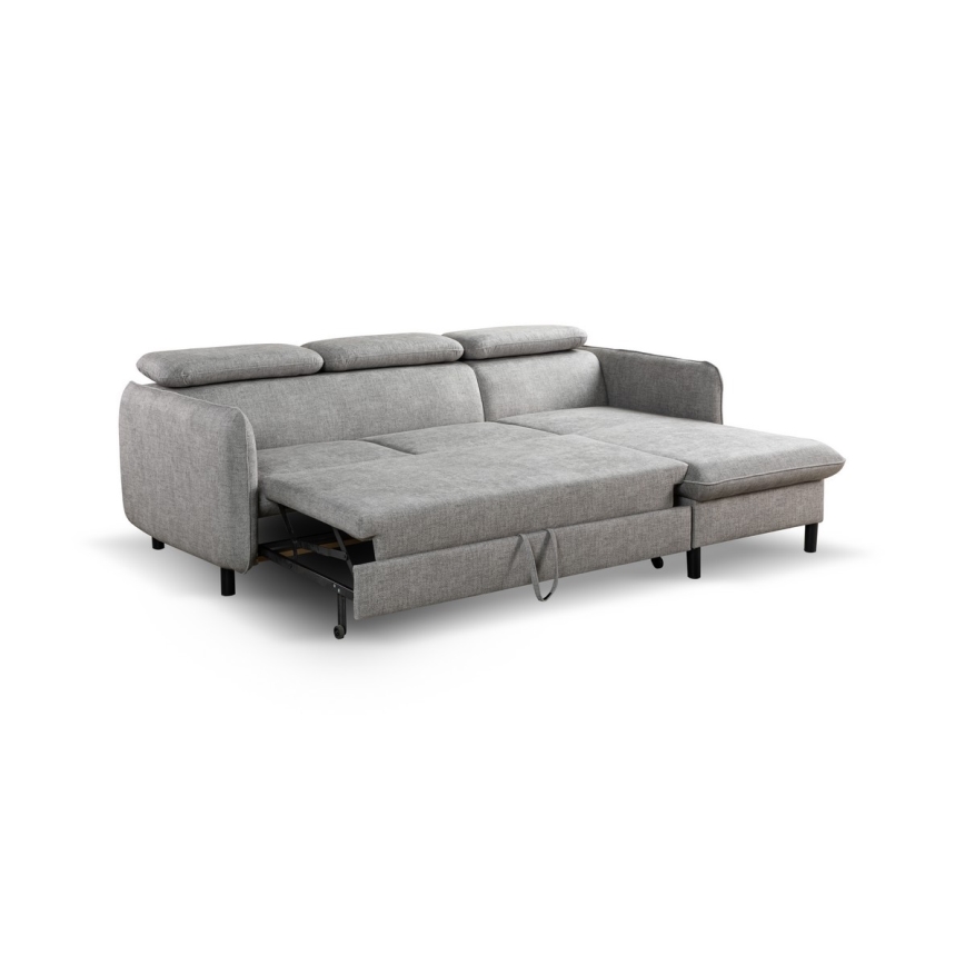 Canapé d'angle pliable avec un espace de stockage NISA gris droit