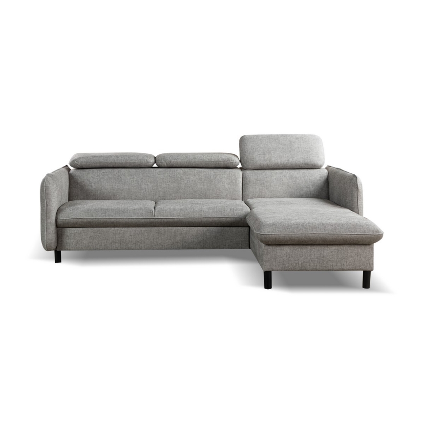 Canapé d'angle pliable avec un espace de stockage NISA gris droit