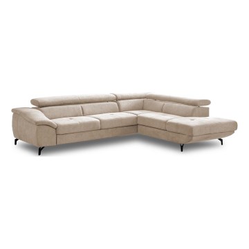 Canapé d'angle pliable en forme de L avec un espace de rangement BRESCIA droit beige