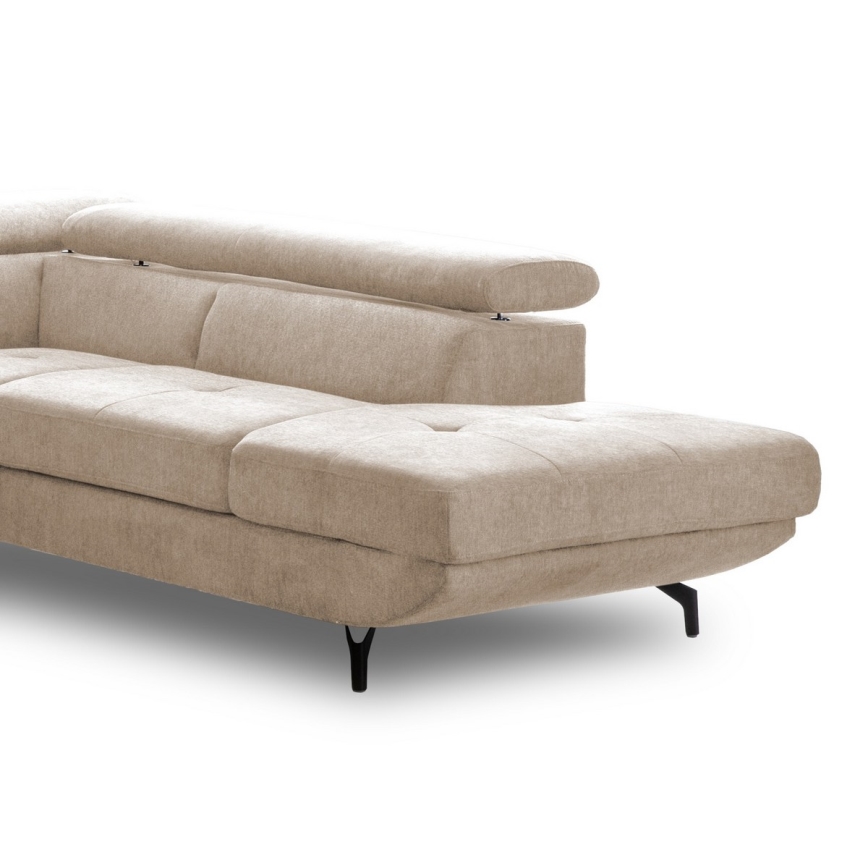 Canapé d'angle pliable en forme de L avec un espace de rangement BRESCIA droit beige