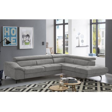 Canapé d'angle pliable en forme de L avec un espace de rangement BRESCIA droit gris