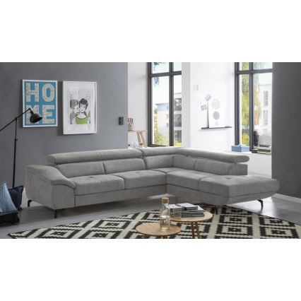 Canapé d'angle pliable en forme de L avec un espace de rangement BRESCIA droit gris