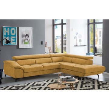 Canapé d'angle pliable en forme de L avec un espace de rangement BRESCIA droit jaune